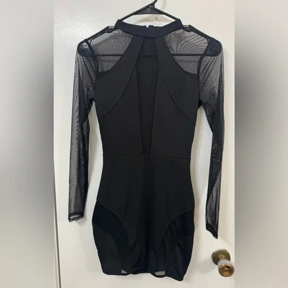 Fashion Nova Black Mesh Mini Dress - Picture 1 of 4